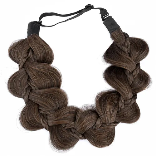 Vista 35 de Diadema clásica de cabello sintético trenzado de 5 hebras, trenzas gruesas y anchas, extensión de cabello con elástico para mujeres y niñas
