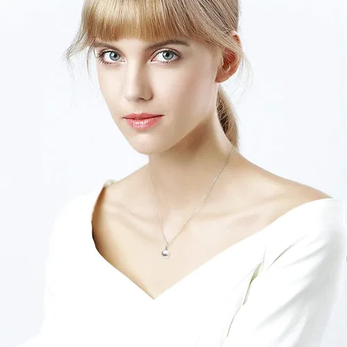 Vista 2 de Collares con dije de perlas de oro blanco de 18 quilates con cadena de 14 quilates 18 pulgadas aretes de perlas de oro de 18 quilates para mujer