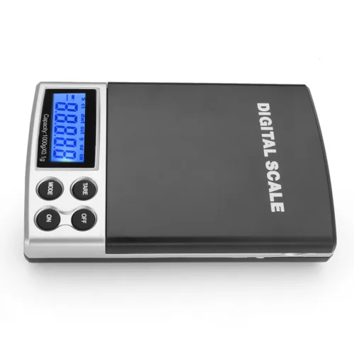Vista 2 de Flexzion - Báscula digital de bolsillo, 35.27 oz x 0.00 oz para joyas y monedas Small digital gram and ounce scale for gold and silver with 5