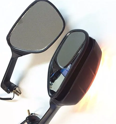 Vista 5 de Espejos estilo SMT-OEM compatibles con Suzuki GSXR600 750 2009 2010 2011 2012 GSXR1000 Negro con luz LED amarilla Señales de giro Producto