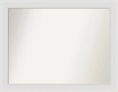 Vista 418 de Amanti Art Espejo de baño blanco para sobre el fregadero, 24 x 26 pulgadas, espejo rectangular blanco y blanco, marco de madera contemporáneo