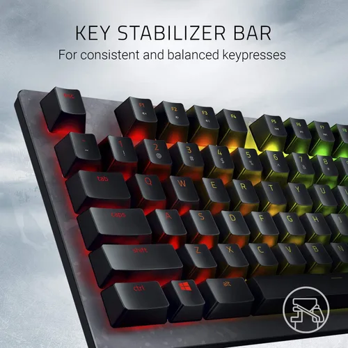 Vista 5 de Razer Teclado para juegos Huntsman: interruptores de teclado más rápidos de la historia, interruptores ópticos clicky, iluminación Chroma RGB