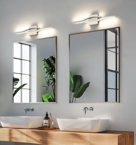 Vista 6 de Joossnwell Accesorios de iluminación de tocador de baño de níquel cepillado sobre espejo 5CCT lámpara de baño ajustable lámpara de tocador moderna