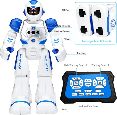 Vista 5 de KingsDragon Juguete de robots para niños, juguete de detección de gestos RC, robot interactivo para caminar, cantar, bailar, regalos de cumpleaños