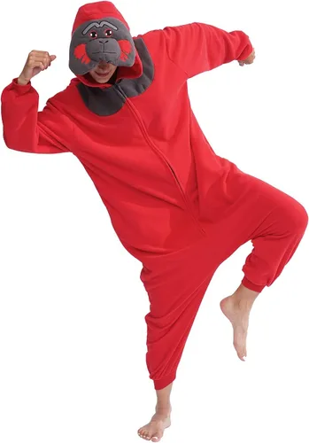 Vista 3 de Adult Cartoon Orangtan Onesie Costume Animal Cosplay Homewear Pajamas Sleepwear for Women and Men