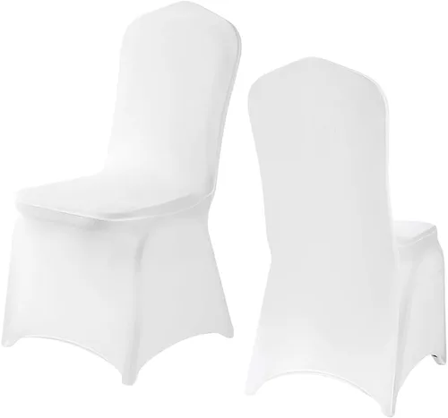 Vista 11 de Yahpetes 2 fundas para silla, de poliéster negro, fundas para sillas de banquete, parte delantera plana, elásticas, de elastano, para bodas