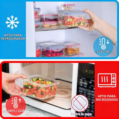 Vista 5 de 40 recipientes reutilizables de almacenamiento de alimentos con tapas herméticas, 100% de plástico a prueba de fugas, organizador de cocina de grado