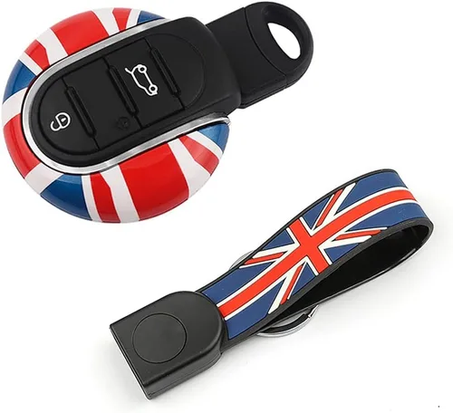 Vista 9 de Union Jack Design - Carcasa para llave a distancia para Mini Cooper KeyCase F54 F55 F56 F60 2014-2023 cuadriculado