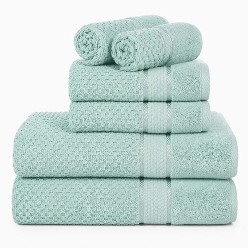Vista 14 de Ample Decor Juego de toallas de baño 100% algodón, 6 piezas, suaves y absorbentes, de secado rápido, juego de toallas de baño
