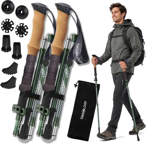 Vista 9 de Trekology Trek-Z - Bastones de senderismo y trekking plegables - Soporte de equilibrio para personas mayores, mujeres y hombres, 2 unidades por set