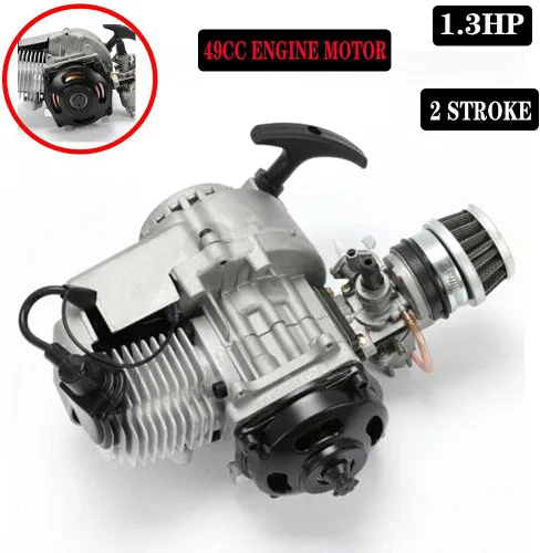 Vista 8 de Motor de motor de 2 tiempos de 49 cc, mini motor de arranque de gasolina de 1.3 HP para bicicleta de bolsillo, mini motocross, ATV Scooter