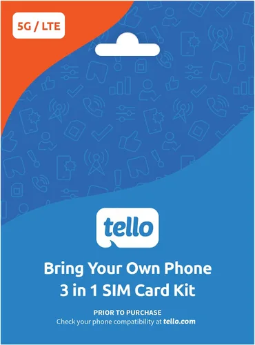Vista 2 de Tello Mobile - Tarjeta SIM prepagada de EE. UU. (3 en 1) Kit para traer tu propio teléfono Planes telefónicos desde $5/mes hasta $25/mes