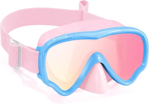 Vista 19 de Vvinca Kids-Goggles with Nose Cover, Diving Mask Elastic Fabric Strap Anti Fog Anti Shattered Lens for Kids Swim Goggles 3-14