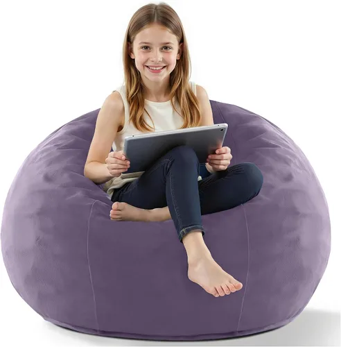 Vista 57 de HABUTWAY Silla de Puf de 2 Pies, Puf de 2' de Sillones Pequeños con Relleno, Silla de Puf en Forma de Lágrima de Terciopelo Ultra Suave con Funda