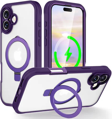 Vista 10 de Dteck Funda para iPhone 16 de 6.1 pulgadas 2024, funda de piel sintética con cierre de botón magnético, ranuras para tarjetas de crédito, función