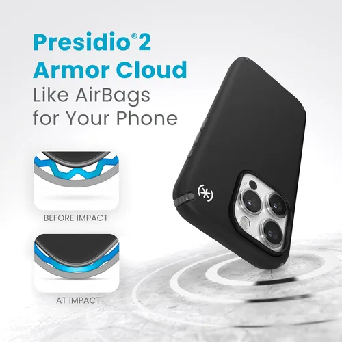 Vista 9 de Speck Funda para iPhone 15 Pro - Protección contra caídas - Resistente a los arañazos, tacto suave, funda para teléfono de 6.1 pulgadas - Presidio2