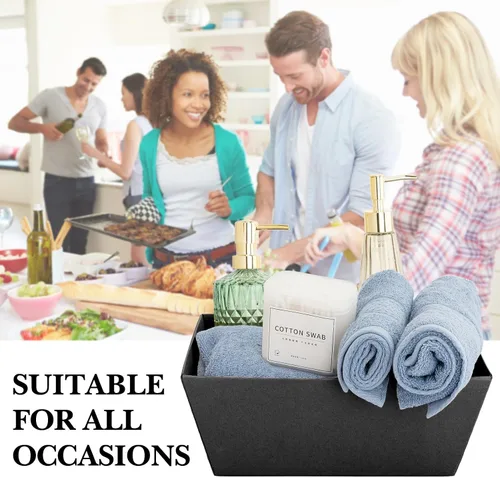 Vista 4 de Fainne - 20 cestas de regalo vacías con asas de 10 x 8 pulgadas, cestas de cartón kraft vacías a granel para recuerdos de fiesta, cumpleaños, boda