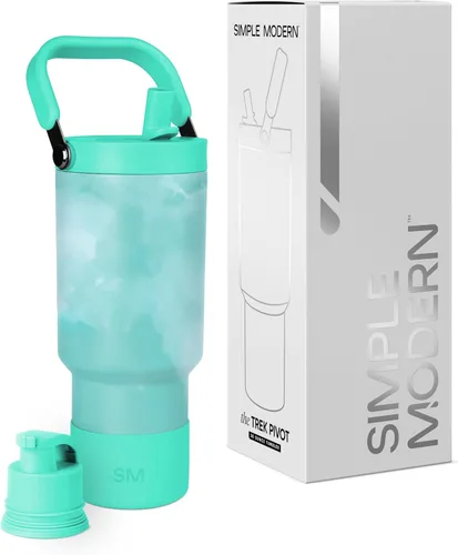 Vista 11 de Simple Modern Trek Pivot Vaso con pajita abatible de 30 oz con asa Botella de agua y protector Tapas intercambiables de pajita y para beber