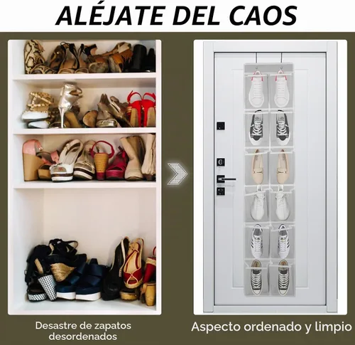 Vista 5 de GOMAJI Organizador de zapatos para colgar sobre la puerta con 12 bolsillos (2 unidades)