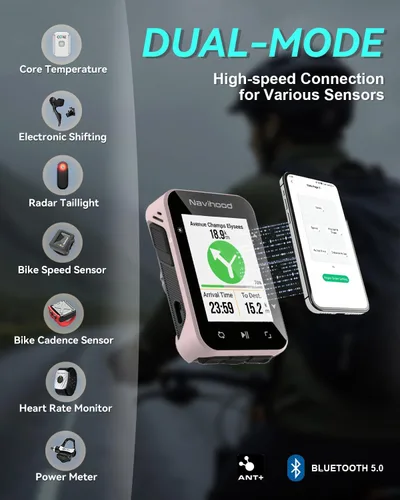 Vista 7 de L2 GPS Bike Computer, 2" Color LCD Wireless Cycling Computer,Bike Speedometer Bluetooth ANT+, IPX7 Waterproof, Auto Backlight, Supports