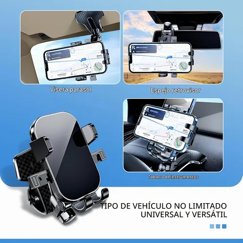 Vista 3 de Soporte universal para teléfono de automóvil, soporte de teléfono celular para salpicadero para tu automóvil, giratorio de 360 grados