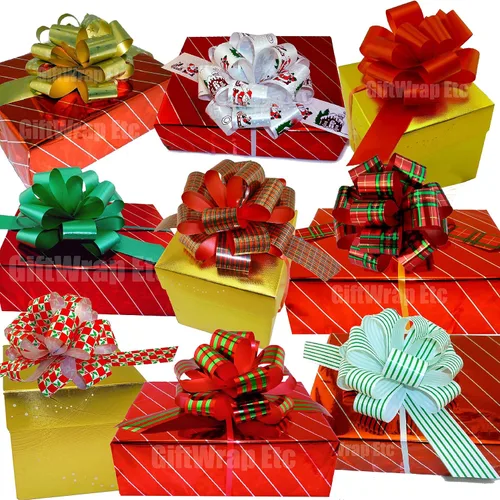 Vista 3 de GiftWrap Etc. Lazos de regalo - 5 pulgadas de ancho, juego de 9, otoño Estampados navideños 1