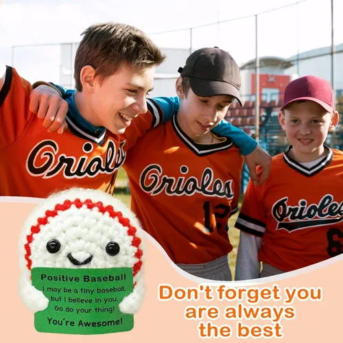 Vista 4 de Divertido mini regalo de béisbol de ganchillo para los amantes del béisbol, regalos de cumpleaños para hombres, mujeres, jugadores de béisbol, apoyo