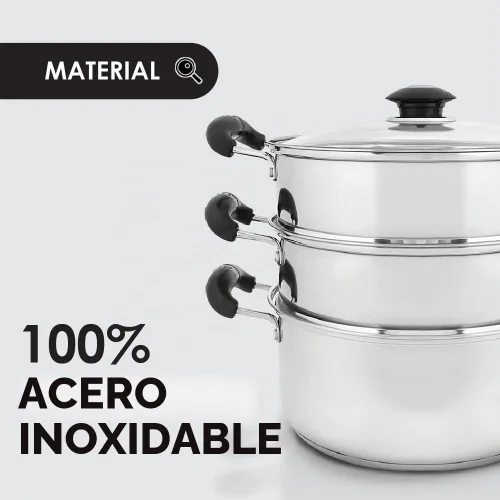 Vista 3 de CONCORD - Utensilios de cocina de acero inoxidable de 3 niveles, 9.4 in (compatible con inducción)
