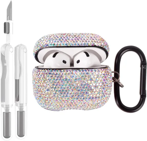 Vista 7 de Funda protectora para AirPods Pro con kit de limpieza, funda protectora de diamantes brillantes para Apple AirPod Pro de 2ª y 1ª