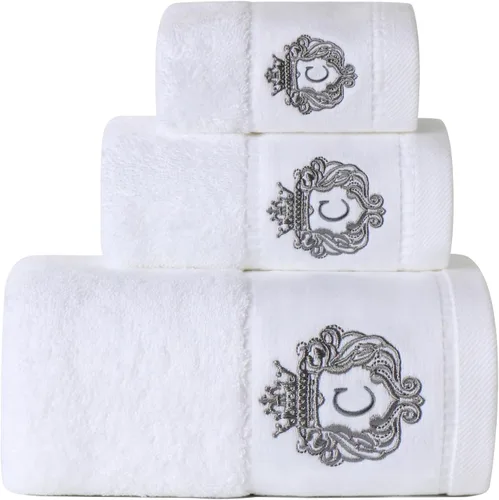 Vista 12 de Juego de toallas de baño de lujo súper suaves y altamente absorbentes de 100% algodón premium para regalos (Azul-A)