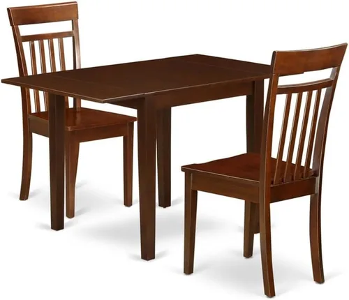 Vista 8 de East West Furniture NDCA3-MAH-LC - Juego de comedor de 3 piezas para espacios pequeños que contiene una mesa de comedor rectangular con gotas y 2