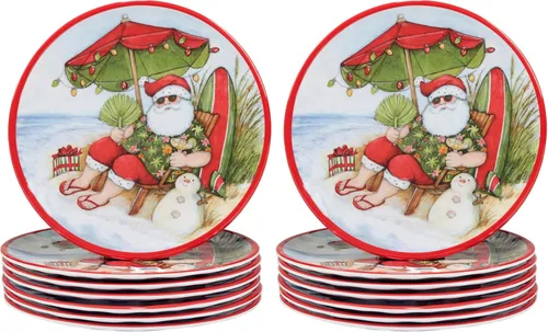 Vista 5 de Certified International Santa's Wish - Platos de ensalada/postre de melamina de 9 pulgadas, juego de 6, multicolor, medianos