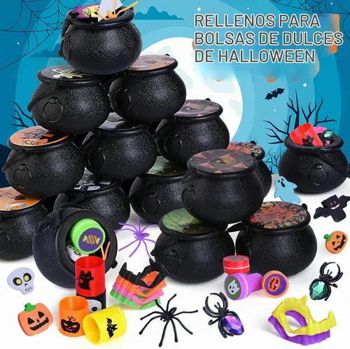 Vista 2 de Recuerdos de fiesta de Halloween para niños, paquete de 24 calderos