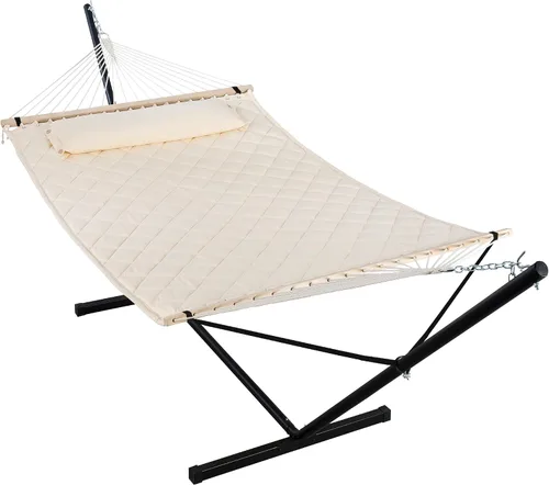 Vista 10 de ANOW Hamaca doble con combo de soporte de acero resistente de 12 pies