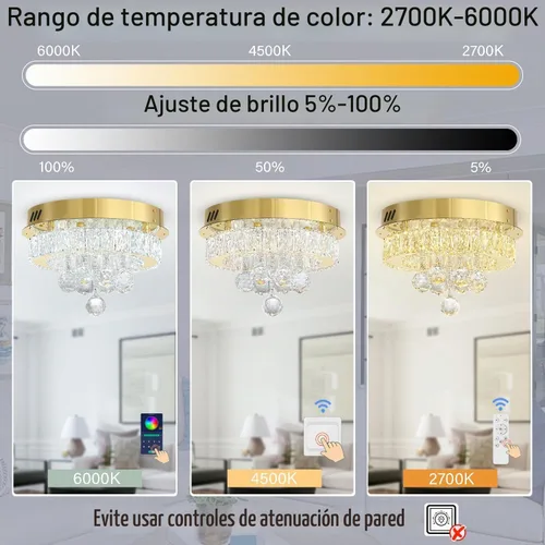Vista 4 de Mini Lámpara de Araña Empotrada de 12" de Diámetro para Pasillo, Candelabros de Techo de Cristal para Comedor, Dormitorio, Sala de Estar, Entrada
