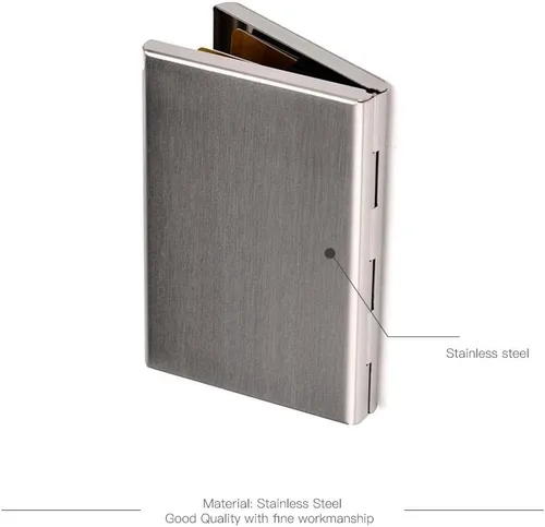 Vista 5 de RFID - Tarjetero de acero inoxidable, protector de tarjetas de crédito para hombre y mujer