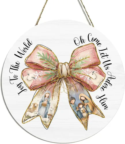 Vista 7 de Decoración de gnomos de Navidad para interiores, decoraciones de Navidad azules, muñeco de nieve, copo de nieve, rústico, granja, madera, placa