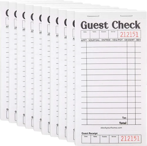 Vista 12 de Stock Your Home Libros de Cheques de Huéspedes en Blanco y Negro para Meseros (Paquete de 5) Blocs de Notas de Mesero, Talonario de Cheques