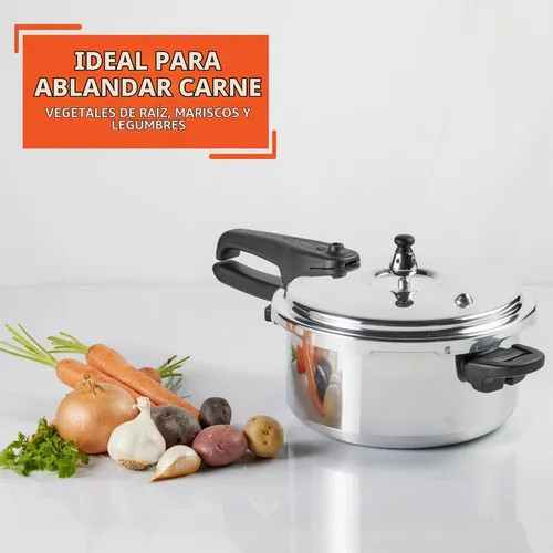 Vista 8 de IMUSA Olla a presión de aluminio para estufa de 4.2 cuartos de galón con válvulas de seguridad para una apertura sin riesgos