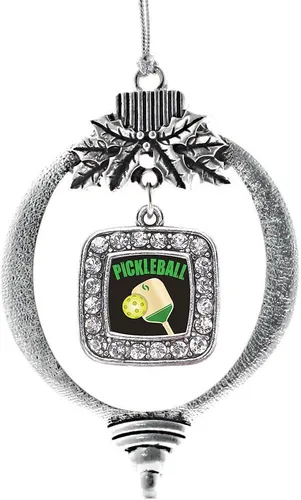 Vista 175 de Inspired Silver - Adorno con dije de reina de rodillo - Adornos navideños cuadrados de plata con joyas de circonita cúbica