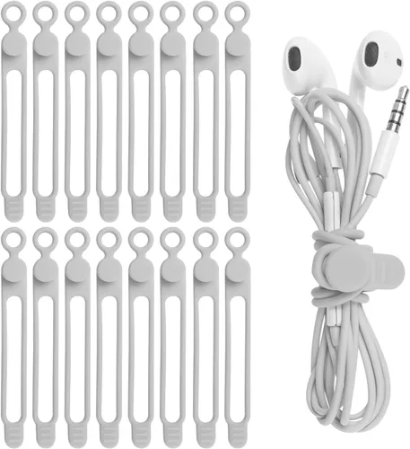 Vista 19 de Bridas de silicona para cables, organizador de cables (16 negro (16pcs-Black)