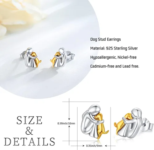 Vista 4 de Hypoallergenic Dog Earrings 925 Sterling Silver Cute Animal Dog Stud Earrings Dog Jewelry Gifts for Women Girls Pet Lover