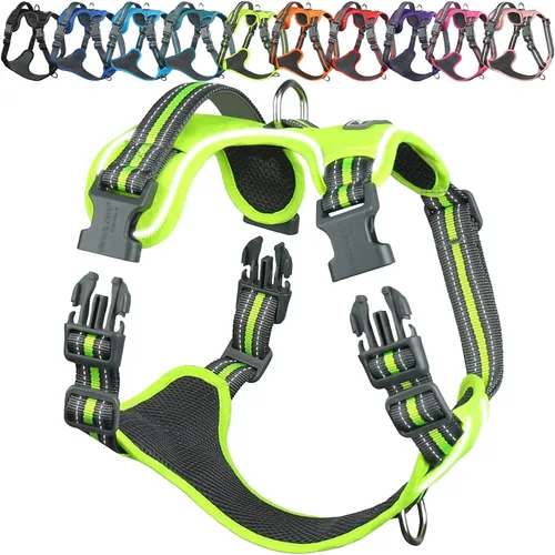 Vista 22 de Vivaglory - Arnés de arnés para perro sin tirones, XS, color negro, estampado with Handle Front and Back Clip for Training & Pulling, No Pull &