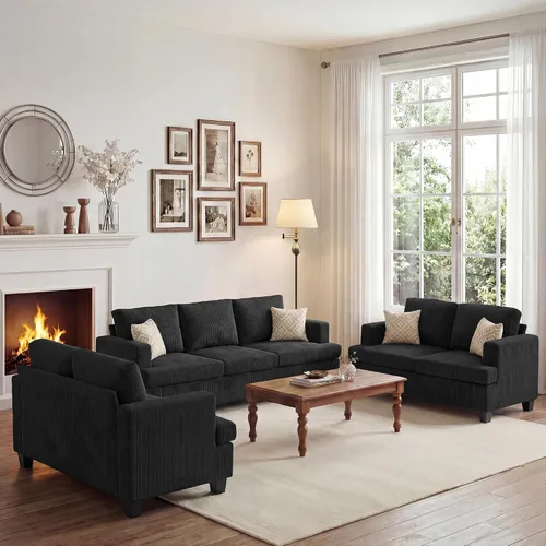 Vista 23 de Apicizon Cloud Couches Juegos de Muebles para Sala de Estar, Juego de Sofá Loveseat de 2 Plazas y Sofá de 3 Plazas para Dormitorio, Cómodo Sofá Cama