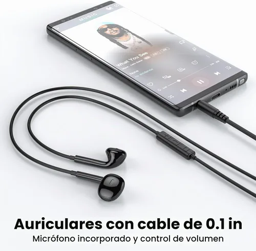 Vista 2 de MOSWAG Auriculares con cable, auriculares intrauditivos Jack de 0.138 in con micrófono de control de volumen, llamadas claras adecuados para iPhone