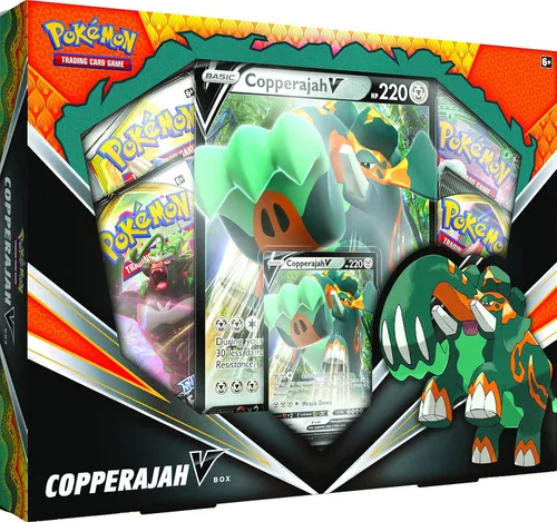 Vista 2 de Pokemon TCG - Copperajah V Box 1 Tarjetas aluminio 4 Booster Packs Tarjetas originales