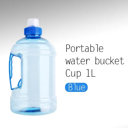 Vista 5 de Akozon Botella de agua de 1 litro, jarra de agua de 1 litro, botella de agua con flecha H20, botella grande sin BPA, tapa de plástico con asa