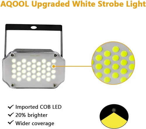 Vista 8 de Luz estroboscópica de Halloween, 36 luces LED estroboscópicas blancas superbrillantes, activadas por sonido y control de velocidad de flash, mini