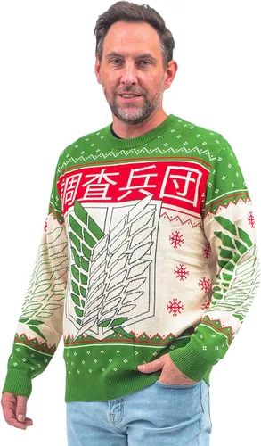 Vista 3 de Attack on Titan 4 Kanji and Swords Ugly Christmas Sweater