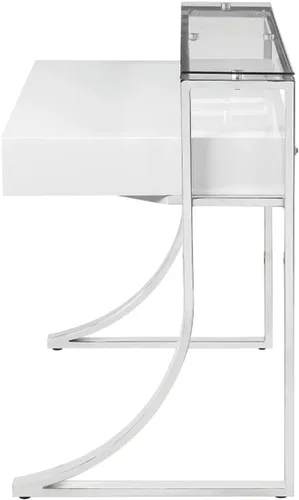 Vista 6 de Coaster Fine Furniture Gemma - Escritorio con 2 cajones, color blanco brillante y cromado